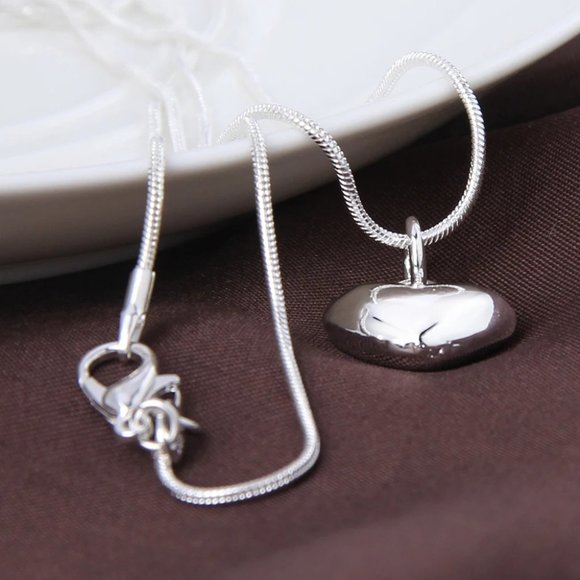 Snake 925 Sterling Silver Rope Chain Heart Love Necklace Wedding Engagement - Picture 5 of 9